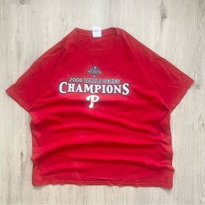 World Series Champions 2008 Shirt Adult L Large Phillies MLB Philadelphia Red